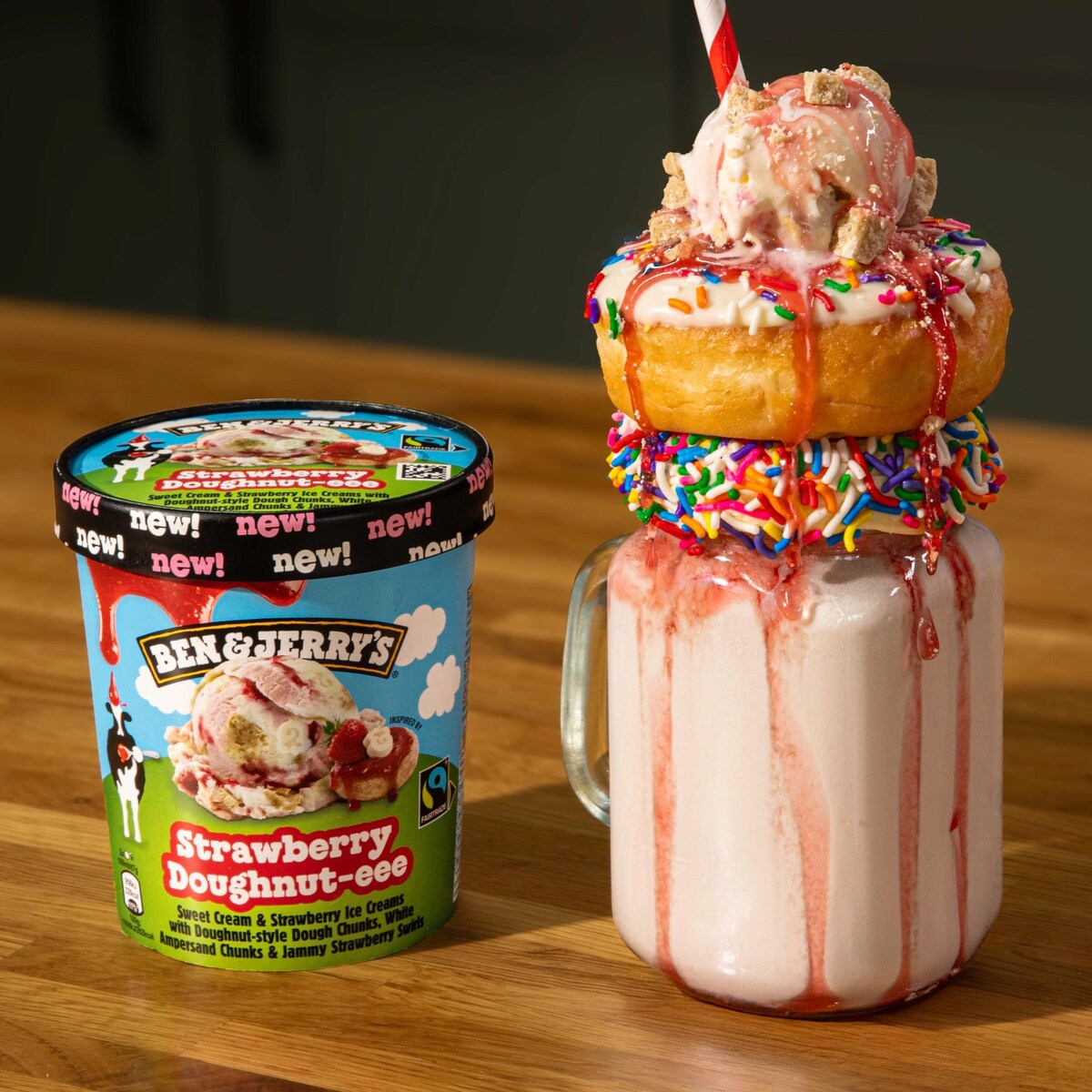 Strawberry Doughnut‑eee Sundae Milkshake. Part Sundae, Part Showstopper.
