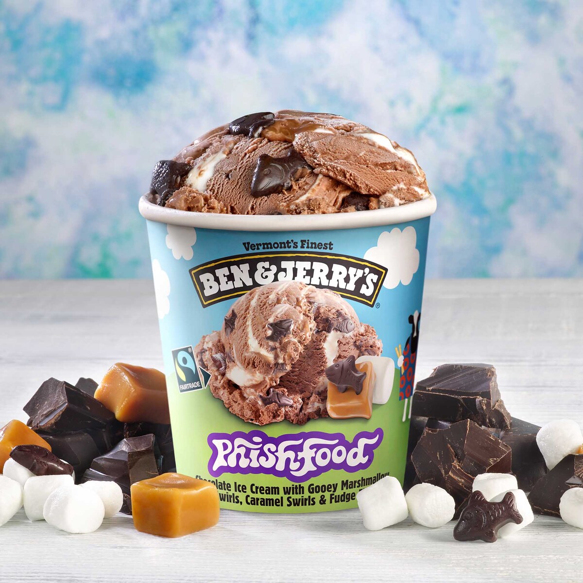 Purkillinen Ben & Jerry’s Phish Food -jäätelöä